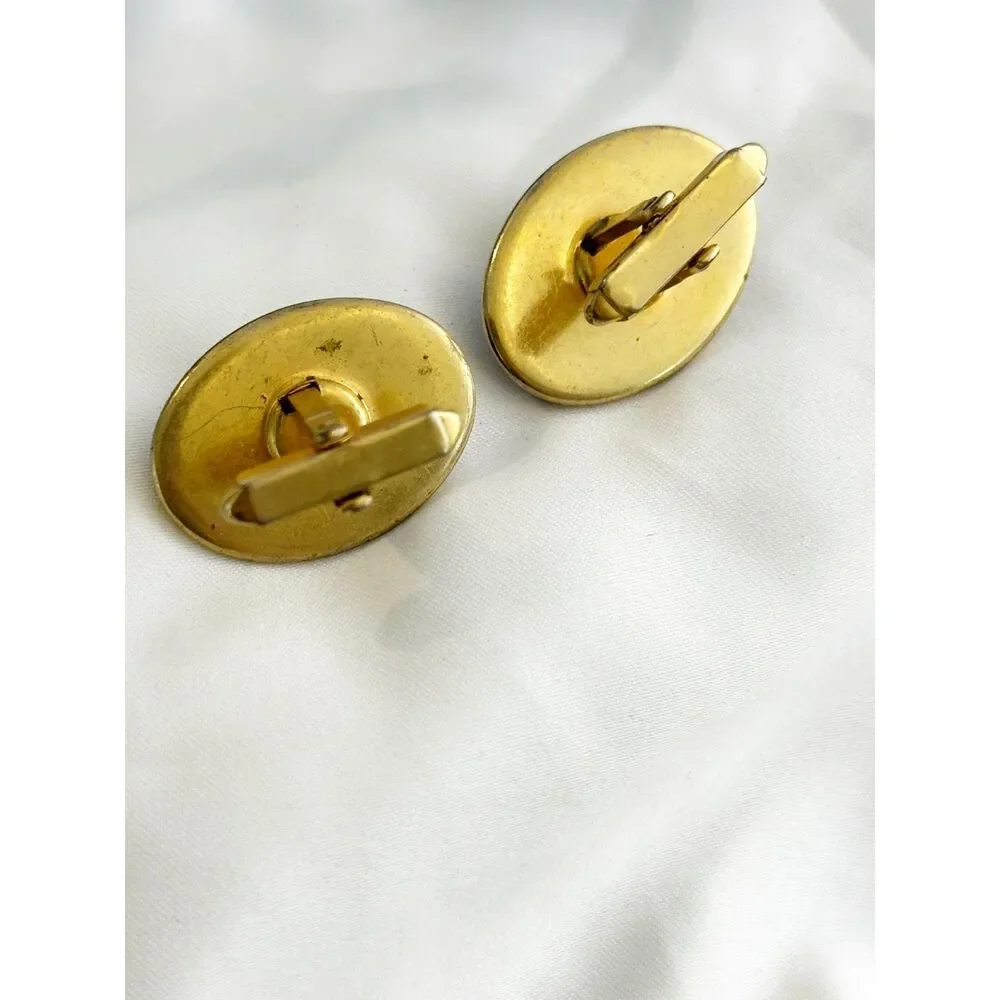 Anson Cobalt Blue Cabochon Cuff Links Oval Gold Tone